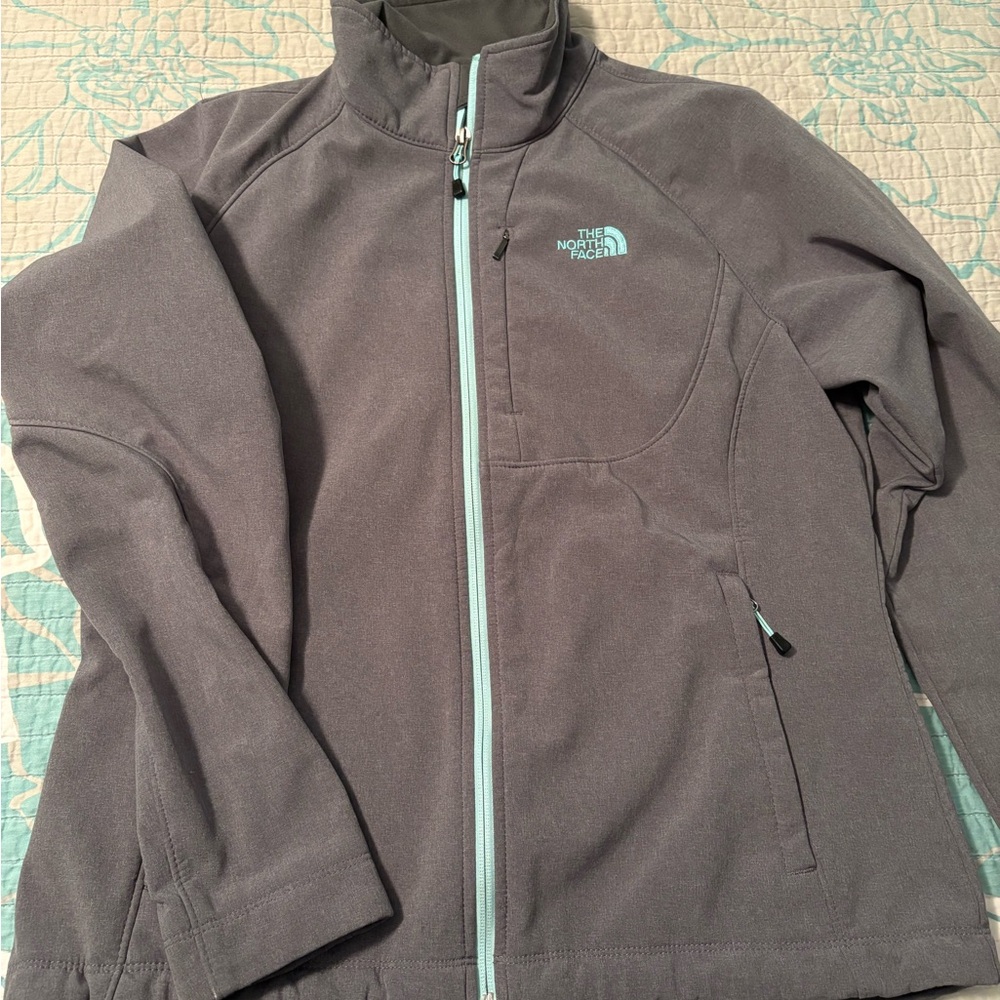 The North Face Gray Jacket with Blue Accents